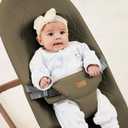 Foldable Baby Bouncer, Baby Seat with 3 Adjustable Heights, Portable Newborn Rocker, Ergonomic Bouncy Seat for Natural Bounce, Bouncer for Babies 0-6 Months, Soft Cotton (Green)