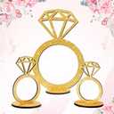 3 PCS Bridal Shower Centerpieces for Tables Diamond Ring Sign Table Centerpieces Gold Glitter Wooden Diamond Ring Sign Decor for Wedding Anniversary Supplies Batcholette Engagement Party