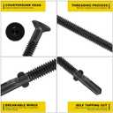 FMhotu #14 x 3-1/4" Trailer Deck Screws, Self-Tapping Sheet Wood Metal Screw, 161Pcs T25 Star Bits Reamer Tek Screws for Trailers, for Attaching Wood to Steel(Black)