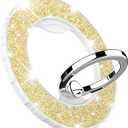 Magnetic Phone Ring Holder for MagSafe, Glitter Magnetic Grip Compatible with iPhone 17 16 15 14 13 12 Pro Max,Pro,Plus,Mini, Pixel 10 Series Mag Safe Accessories,Adjustable Kickstand, Gold