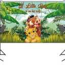 5 x 3ft A Little King is On The Way Backdrop for Baby Shower Party Supplies Jungle Safari Baby Shower Backdrop Lion Banner for Party Decorations (Green)