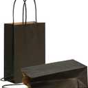 AZOWA Gift Bags Mini Kraft Paper Bags with Handles (4.7 x 2.4 x 6 in, Black, 25 Pcs)