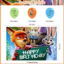 Zootopia 2 Birthday Party Decoration,Cute Animals Party Photo Background 5 x 3 FT and 18 Pcs Balloon,Merch Party Backdrop Supplies