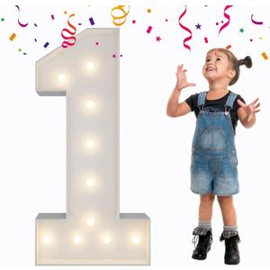 3FT Light Up Numbers, Mosaic Number for Balloons, Giant Marquee Numbers, Mosaic Balloon Number 1 for 1st Sweet 16th Birthday Baby Shower Decorations, Anniversary, Wedding Party Decor