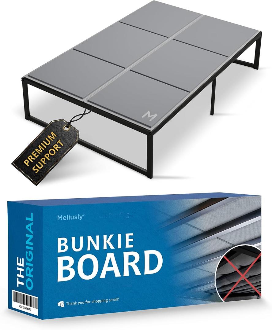 Meliusly Low Profile Bunkie Board Full Size (54x75) - Non-Slip Breathable Bed Support Board for Slatted Bed Frame, Anti-Sag Under Bed Support, Noise Minimizing Moisture Resistant Bed Board