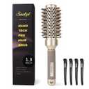 Sndyi Small Round Brush for Blow Out, 1.3 Inch Nano Thermal Ceramic Ionic Round Hair Brush with Boar Bristles, Boost Shine and Volume, For Short Hair with Quick Blow Drying and Salon Styling