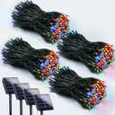 4 Pack 400 LED Solar Christmas Lights Outdoor, Solar String Lights for Outside with 8 Lighting Modes, Waterproof Green Wire Solar Powered Tree Light for Xmas Party Yard Garden Decorations (Multicolor)