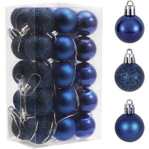 30ct Christmas Ball Ornaments, 1.18" Shatterproof Christmas Tree Decorations, Perfect Hanging Ball for Indoor/Outdoor Holiday Party Decor (Dark Blue)