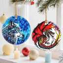 Ceramic-Style Christmas Tree Decorations, Christmas Ornaments, Double-Sided Printed Ornament Keepsakes, Holiday Decor. Xmas Gifts, Gifts for Wolf Lovers - Wolf-Themed