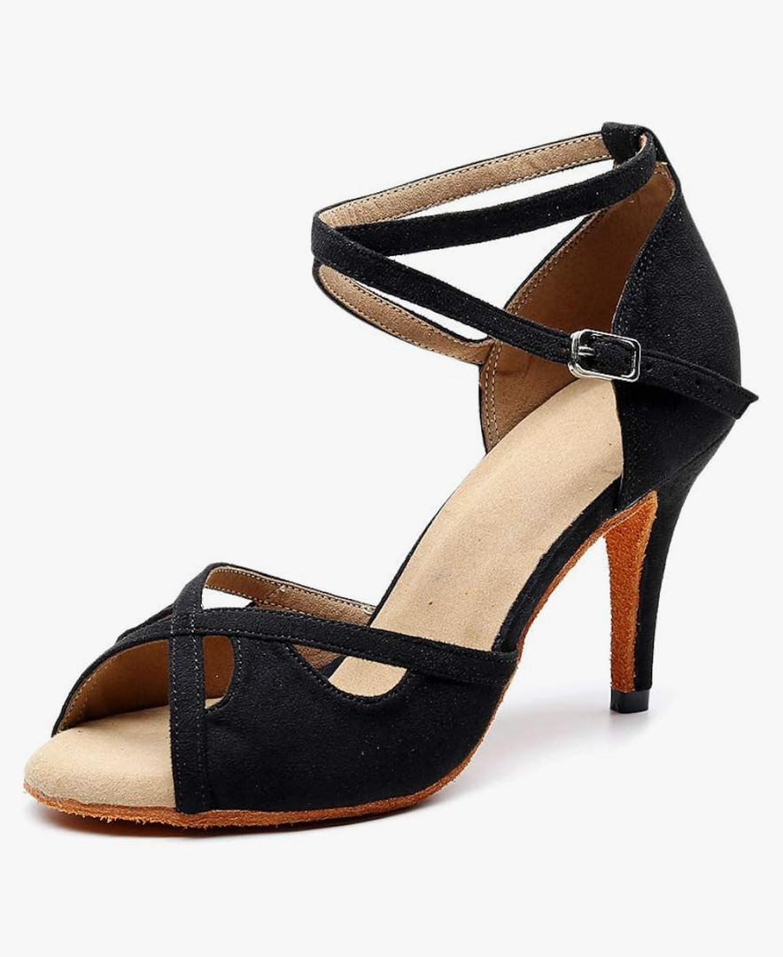 Women's Professional Latin Dance Shoes Satin Salsa Ballroom Wedding Dancing 3.3 inch Heel Height, 40 Size