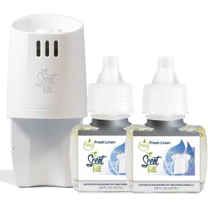 Scent Fill Fresh Linen Plug in Air Freshener, Scented Oil Refills, 2 Refills + Diffuser