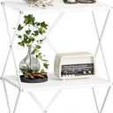 3-Tier End Table Small Side Table Tall Bedside Night Stand with Storage Sofa Side desks for Living Room Bedroom Office Bathroom Small Space White ET-03W