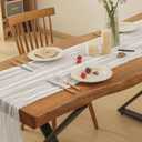 Leetaltree 2 Pack Ivory Cheesecloth Table Runner, 35x120 Inch Boho Rustic Cheese Cloth Table Runner, Decorative Table Runners for Bridal Baby Shower Decorations or Wedding Table Decorations