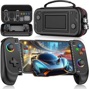 Wireless Phone Controller and Storage Case for iPhone/Android with Hall Joystick, LED, No Deadzone Mobile Gaming Controller Support Xbox Game Pass, Steam Link, GeForce Now, Call of Duty, Cloud Gamepad for iOS