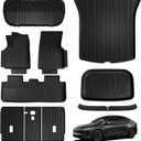 TripleAliners 10PCS Floor Mats Fit for 2026 2025 Tesla Model Y Juniper Set Full Protection All Weather TPE Anti-Slip Floor& Frunk& Trunk& Rear Lower& Backrest Mat& Bumper Guard (Not Fit Standard)