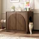 Cat Litter Box Enclosure, Modern Fluted Hidden Litter Box Furniture
24.4" Tall Fits Most Litter Trays, Arched Fluted Door, Beveled Sides, 2.4" Reinforced Base, Rear Ventilation, Easy Assembly