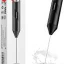 Bonsenkitchen Milk Frother Wand - Powerful Handheld Milk Frother with Stainless Steel Whisk - Battery-Powered Drink Mixer for Coffee, Lattes, Cappuccinos, Matcha