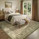 Lofus 9x12 Washable Area Rug for Living Room, Non-Slip Brown Boho Carpet