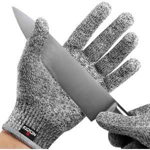 NoCry Premium Cut Resistant Gloves Food Grade  Level 5 Protection; Ambidextrous; Machine Washable; Superior Comfort and Dexterity; Lightweight; Complimentary eBook (Medium, Original (Grey))