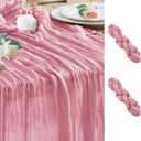 Wokceer Pink Cheesecloth Table Runner Valentine's Day 2Pack 10FT Boho Gauze Cheese Cloth Table Runner for Party Long Rustic Easter Sheer Runners for Baby Bridal Shower Wedding Decor