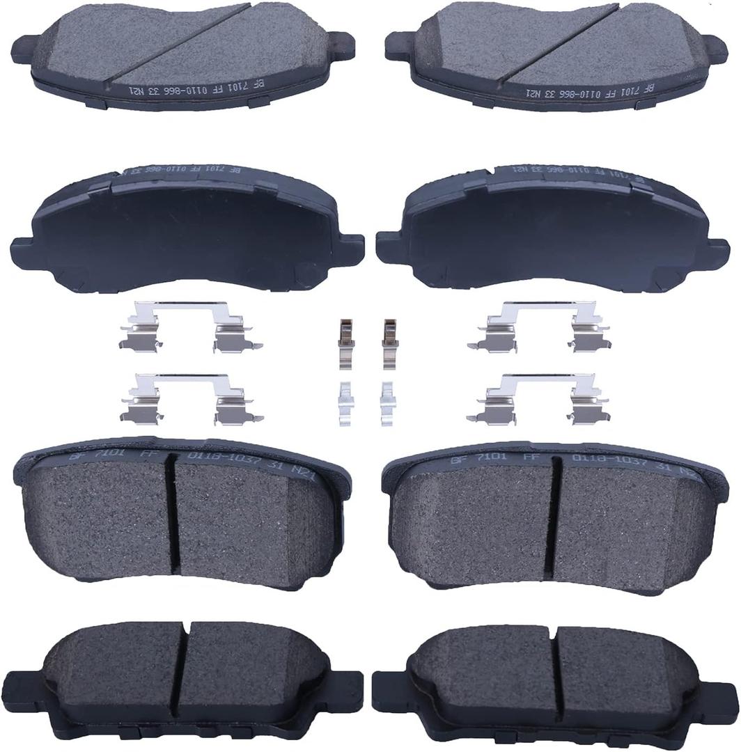 Replacement for Front Rear Brake Pads Ceramic CHRYSLER 200 2011/2012/2013/2014,SEBRING 2007/2008/2009/2010, DODGE AVENGER 2008-2014, COMPASS 2007-2017, PATRIOT 2007-2017 (D866,D1037)