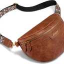 LOVEVOOK Fanny Packs for Women Cross Body, Vegan Leather Belt Bag for Women, Waterproof Sling Purse Fashion Waist Pack Designer Chest Bum Bag with Boho Style Strap