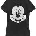 Disney Characters Big Face Mickey Girl's Solid Crew Tee, Black, Small