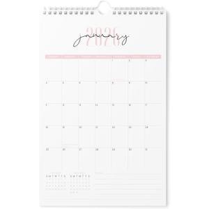 Karto Wall Calendar 2026-2027 - Vertical 11x17 inch January 2026 to June 2027 - Boost Your Productivity and Easy Planning with the Aesthetic Monthly Calendar - Two Font Pink