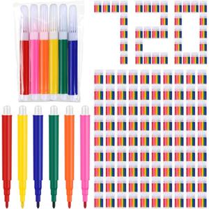 720 Pcs Mini Markers Bulk Colored Pen 3.4 Inch Vibrant Colors Portable Short Colored Markers Assorted Multicolor Watercolor Marker Pen for Adult Office Supplies (6 Colors)