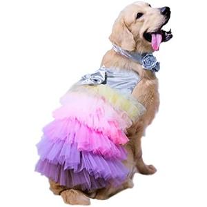 Puptail Dog Dress with Lovely Bow Puppy Dress Pet Apparel Dog Clothes for Small and Large Dogs and Cats L Multi Colored