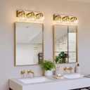 Bathroom Light Fixtures, 3-Light 22 Inch Brushed Gold Bathroom Vanity Light, Modern Wall Sconces with Clear Glass Globe Shades, Vanity Lighting Fixtures Over Mirror, E26 Socket (Bulbs Not Included)