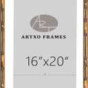 ArtXO 16"x20" Picture Frame Wooden, Display Pictures 11"x14" with Mat or 16"x20" Without Mat, Gold Bamboo Poster Frames,Hanging Photo Frame Wall (Gold03(wide:17.5mm)(with Mat,Plexiglass,Back))