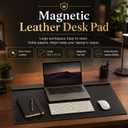 Fumete 31.5" x 17.7" PU Leather Desk Pad Mat, Large Waterproof Desk Blotter with Top Rail, Dual-use Writing Board & Mouse Pad for Office Home Desktop