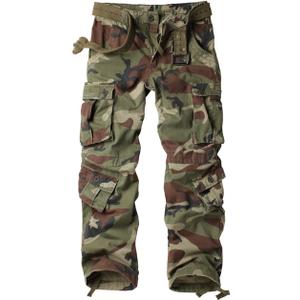 AKARMY Women's Cotton Casual Work Pants Camouflage Cargo Pants Parachute Pants for Women with Pockets (2,  Battlefield Camo)