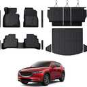 Floor Mats for Mazda CX-5 2017-2025, All Weather Floor Mats Trunk Cargo Liner with Backrest Protectors and Door Sill Guards Accessories, Full Coverage Set