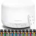 InnoGear Aromatherapy Diffuser & 10 Essential Oils Set, 500ml Essential Oil Diffuser with Remote Control Mother's Gift Ultrasonic Cool Mist Scent Humidifier Vaporizer Auto-Off Timer for Home, White