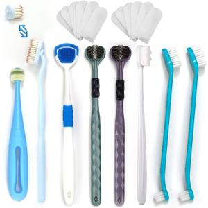 Dog Toothbrush Kit, 360-Degree Finger Three-Sided Design, Replaceable Brush Heads, Easy Teeth Cleaning and Dental Care (20 Pack)