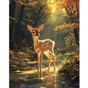 Natuyalo Paint by Numbers for Adults Beginner, Forest Deer Acrylic Painting by Number Kits Animal DIY Art Craft Kits Suitable for Home Wall Decoration Frameless (16x20 Inch)