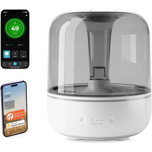 Airversa Humelle HomeKit Smart Humidifier with Thread (HomePod Mini/Apple TV4K 2021 or Higher Required), Water Tank Capacity 5.5 L, for Rooms up to 50 m2 (Pebble Grey)