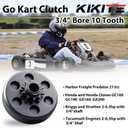 KIKITE Go Kart Clutch 3/4" Bore 10 Tooth For 40/41/420 Chain, Mini Bike Chain Centrifugal Clutch 10T Fit Predator 212 6.5HP