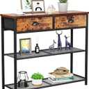 Furologee Console Sofa Table with Storage Shelf for Entry Way, Small 30'' Entryway Table with 2 Fabric Drawers, Industrial Display Shelves for Hallway, Entrance, Foyer, Rustic Brown