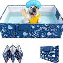 Foldable Dog Bathtub for Small to Medium Dogs & Cats Pool, Collapsible Pet Bath Tub for Shower/Kitchen Sink, Thickened Insulated Base, Portable & Space-Saving Puppy Wash Basin, Blue