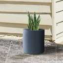Kante 15.7" Dia Round Concrete Planter, Modern Style Large Cylindrical Plant Pot with Drainage Hole and Rubber Plug for Indoor Outdoor Patio, Charcoal
