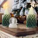 MTLEE 2 Pcs Christmas Tree Shaped Candles Large White Green Xmas Wax Scented Candles 2.5 x 5.5 inch Snow Tree Shaped Candle for Christmas Holiday Table Decoration (Gradient)