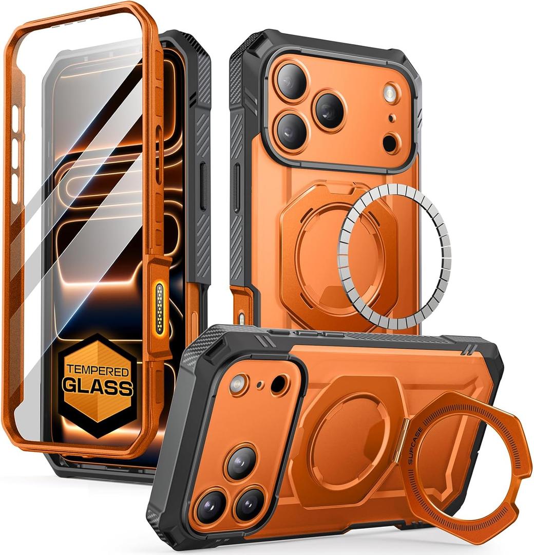 SUPCASE for iPhone 17 Pro Max Case (UBGrip Pro), [Built-in Tempered Glass Screen Protector & Stand] [Camera Control Cover] [Compatible with MagSafe] Full Body Heavy Duty Magnetic Phone Case, Coral