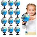 Meooeck 12 Pcs World Globe with Stand 4.6 Inch Geographic World Globe Bulk for Kids Students Learning Educational Classroom Desk Table Decoration, Blue