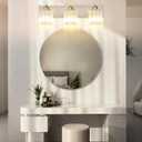 Aipsun Brushed Nickel Vanity Light Bathroom Lighting Fixtures 3 Light Crystal Modern Bathroom Vanity Light (Exclude Bulb), 23 inch