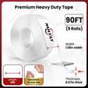 NULTAT 90 Feet Double Sided Tape Heavy Duty, 1.18" x 120" Strong Nano Double Stick Tape, Removable, Washable, ReusableTapes for Wall, Clear Multipurpose Two Sided High Temperature Tape(90 Feet)
