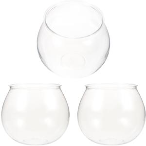 Alipis Small Fish Tank 3-Piece Set Clear Plastic Desktop Aquarium Bowls Shatterproof Round Fish Bowls for Office Home Decor Betta Plants (12.5X12.5X10.5CM, Transparent)