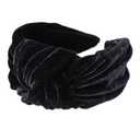 Women Velvet Knot Headband Elastic Wide Knotted Hairband Cocktail Dating Makeup Hair Hoop for Ladies (Black)